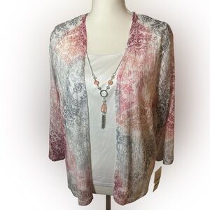 NWT - Alfred Dunner 2 in 1 Cardigan Top.